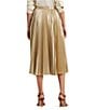 Color:Light Gold - Image 2 - Suzu Metallic Chiffon Midi A-Line Pleated Skirt