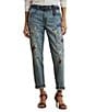 Lauren Ralph Lauren Paint Splash Tapered Ankle Boyfriend Jeans, Color:Alicia Wash - Image 1