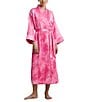 Color:Dark Pink Print - Image 1 - Tie Dye Print Kimono Long Robe