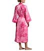 Color:Dark Pink Print - Image 2 - Tie Dye Print Kimono Long Robe