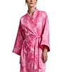 Color:Dark Pink Print - Image 3 - Tie Dye Print Kimono Long Robe