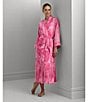 Color:Dark Pink Print - Image 4 - Tie Dye Print Kimono Long Robe