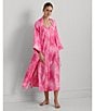Color:Dark Pink Print - Image 5 - Tie Dye Print Kimono Long Robe