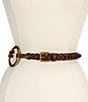 Color:Brown - Image 1 - Tri-Strap O-Ring Braided Leather Belt