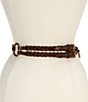 Color:Brown - Image 2 - Tri-Strap O-Ring Braided Leather Belt