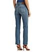 Color:Classic Wash - Image 2 - Twill Denim High-Rise Distressed Ankle Jeans