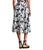 Lauren Ralph Lauren Two-Tone Floral Print Button Front Coordinating Linen Midi Skirt, Color:White/Navy - Image 2
