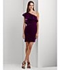 Color:Dark Purple Agate - Image 3 - Velvet One Shoulder Flutter Shoulder Sheath Dress