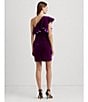 Color:Dark Purple Agate - Image 4 - Velvet One Shoulder Flutter Shoulder Sheath Dress