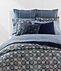 Color:Indigo Blue - Image 1 - Walker Geometric Motif Cotton Comforter Set