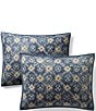 Color:Indigo Blue - Image 3 - Walker Geometric Motif Cotton Comforter Set