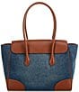 Lauren Ralph Lauren Tanner Washed Denim Contrast Trim Large Satchel Bag, Color:Blue - Image 2