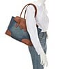 Lauren Ralph Lauren Tanner Washed Denim Contrast Trim Large Satchel Bag, Color:Blue - Image 4
