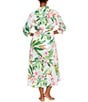 Color:Multi - Image 2 - Watercolor Tropical Floral Print Swim Cover-Up Midi Shirt Dress