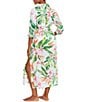 Color:Multi - Image 3 - Watercolor Tropical Floral Print Swim Cover-Up Midi Shirt Dress