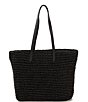 Color:Black/Black - Image 2 - Whitney Crochet Straw Medium Tote Bag