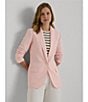 Color:Pink Opal - Image 5 - Wilona Pink Linen Blend Long Sleeve Blazer