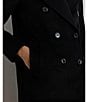 Lauren Ralph Lauren Wool Blend Notch Collar Long Sleeve Button Front Double Breasted Peacoat, Color:Black - Image 4