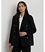 Lauren Ralph Lauren Wool Blend Notch Collar Long Sleeve Button Front Double Breasted Peacoat, Color:Black - Image 6