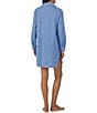 Color:Blue Stripe - Image 2 - Woven Striped Rolled Tab Sleeve Button-Front Nightshirt