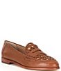 Color:Deep Saddle Tan/Antique Natural - Image 1 - Wynnie II Woven Leather & Raffia Loafers