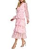Layered With Love Amanda Organza Chiffon Floral Print V-Neck Long Sleeve Ruffle Tiered A-Line Midi Dress, Color:Falling Flowers - Image 4
