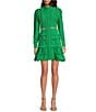 Layered With Love Carla Woven Mock Neck Long Sleeves Ruffle Tiered Hem Fit & Flare Mini Dress, Color:Kelly Green - Image 1