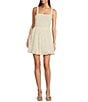 Layered With Love Eloise Soutache Lace Square Neck Sleeveless Bubble Hem Mini Dress, Color:White/Grey - Image 1