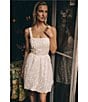 Layered With Love Eloise Soutache Lace Square Neck Sleeveless Bubble Hem Mini Dress, Color:White/Grey - Image 6