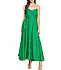 Layered With Love Jacquard Stripe V Neck Sleeveless Front Bow A-Line Maxi Dress, Color:Kelly Green - Image 3