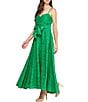 Layered With Love Jacquard Stripe V Neck Sleeveless Front Bow A-Line Maxi Dress, Color:Kelly Green - Image 4