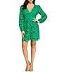 Layered With Love Kris Cotton Eyelet Knit V-Neck Long Sleeve Trim Detail Fit & Flare Dress, Color:Kelly Green - Image 1