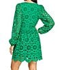 Layered With Love Kris Cotton Eyelet Knit V-Neck Long Sleeve Trim Detail Fit & Flare Dress, Color:Kelly Green - Image 2