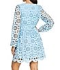 Layered With Love Kris Cotton Eyelet Knit V-Neck Long Sleeve Trim Detail Fit & Flare Dress, Color:Sky - Image 2