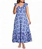 Layered With Love Plus Size Alessandra Tile Printed Ruffle Maxi Dress - Image 1
