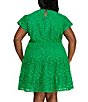Layered With Love Plus Size Eyelet V Neck Flutter Sleeve Tiered A-Line Dress, Color:Green - Image 2