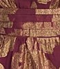Layered With Love Plus Size Foil Print Chiffon V-Neck Long Sleeve Ruffle Tiered A-Line Dress, Color:Burgundy/Gold - Image 3