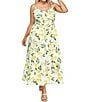 Layered With Love Plus Size Lemon Ginger Cotton Poplin Midi Dress, Color:Lemon Print - Image 1