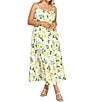 Layered With Love Plus Size Lemon Ginger Cotton Poplin Midi Dress, Color:Lemon Print - Image 3