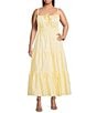 Layered With Love Plus Size Square Neck Elastic Waist Cotton Poplin Sleeveless Maxi Dress, Color:Lemon - Image 1