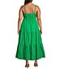 Layered With Love Plus Size Square Neck Elastic Waist Cotton Poplin Sleeveless Maxi Dress, Color:Green - Image 2