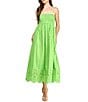 Layered With Love Poppy Square Neck Empire Waist Cotton Eyelet Maxi Dress, Color:Green - Image 1