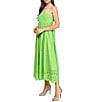 Layered With Love Poppy Square Neck Empire Waist Cotton Eyelet Maxi Dress, Color:Green - Image 3