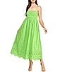 Layered With Love Poppy Square Neck Empire Waist Cotton Eyelet Maxi Dress, Color:Green - Image 4