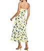 Layered With Love V-Neck Tie Shoulder Lemon Fruit Printed Poplin A-Line Midi Dress, Color:Lemon Print - Image 2