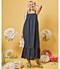 Color:Navy - Image 3 - Blair Square Neck Sleeveless Tiered Waistless Maxi Dress