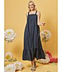 Color:Navy - Image 4 - Blair Square Neck Sleeveless Tiered Waistless Maxi Dress