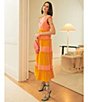 Color:Coral/Mango - Image 5 - Daphne Color Block Surplice V-Neck Drawstring Tie Shoulder Back Detail Sleeveless Tiered Waistless Maxi Dress