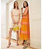 Color:Coral/Mango - Image 6 - Daphne Color Block Surplice V-Neck Drawstring Tie Shoulder Back Detail Sleeveless Tiered Waistless Maxi Dress