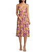 Color:Watercolor Floral - Image 1 - Floral Print V-Neck Sleeveless Bodice Cut Out Dress